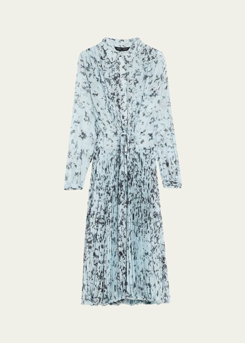Proenza Schouler Jones Printed Crinkle Chiffon Pleated Dress