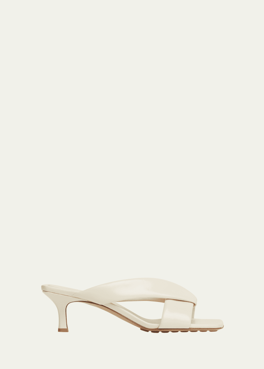 Bottega Veneta Riva Crisscross Nappa Leather Kitten Heel Mules