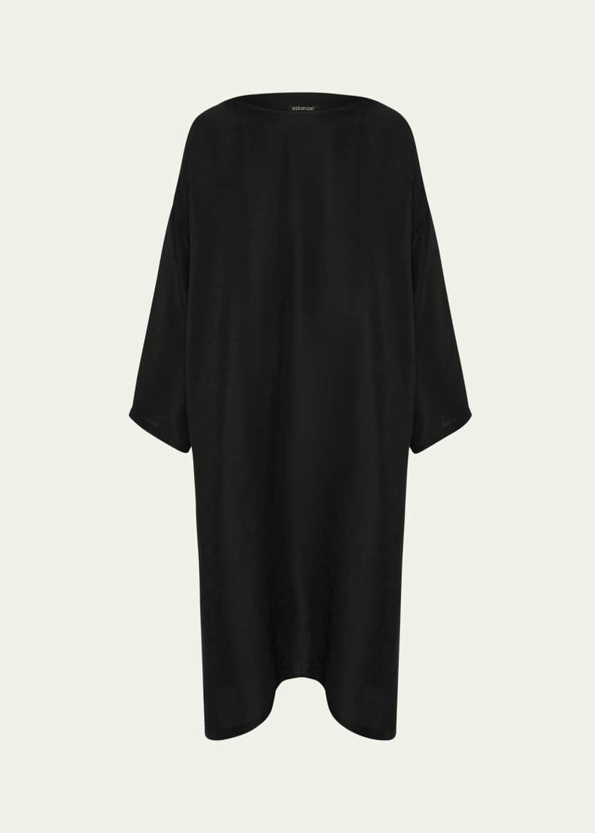 90s eskander × Bergdorf Goodman black Eskandar Wide A-Line Midi Shirtdress with Collar - Bergdorf Goodman