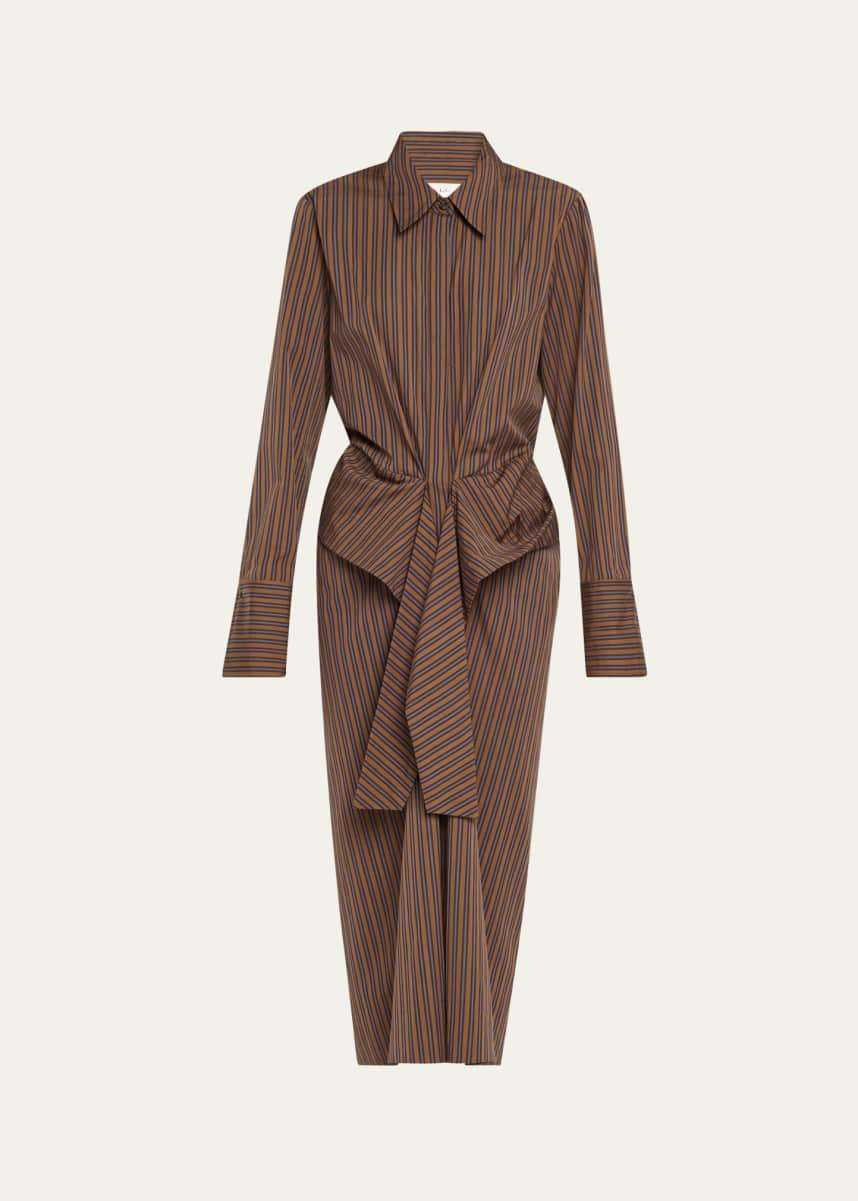A.L.C. Mila Pinstripe Draped Shirtdress