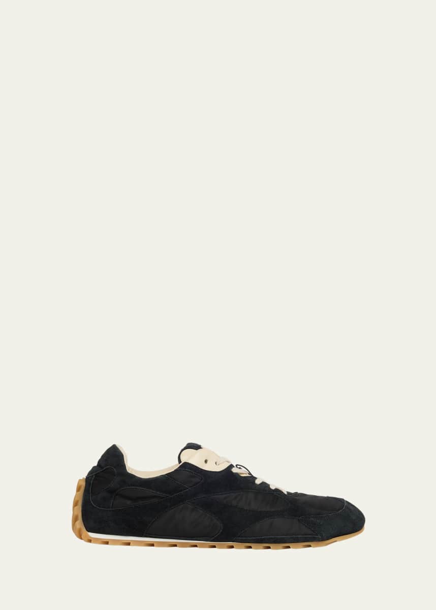 Bottega Veneta Men's Orbit Flash Nylon and Suede Low-Top Sneakers