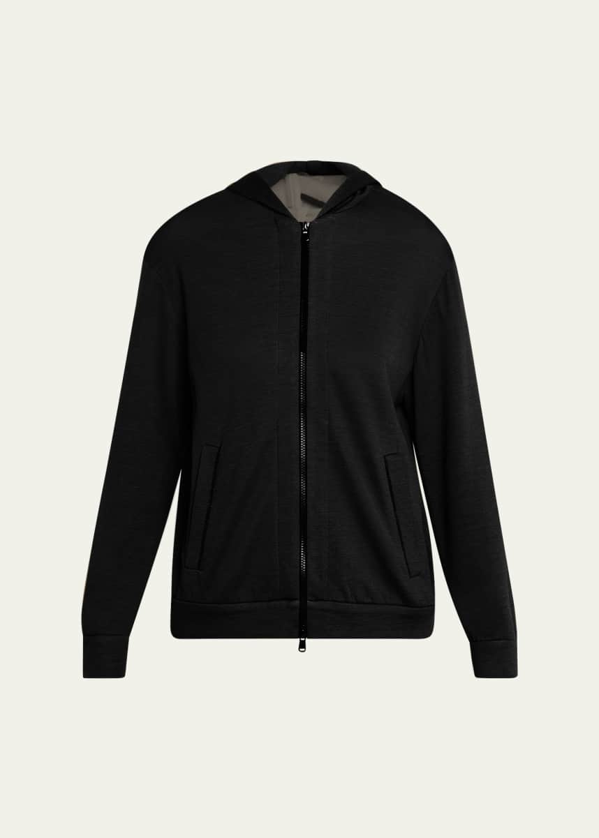 Brunello Cucinelli Monili-Trim Cotton-Silk Felpa Zip Hooded Jacket