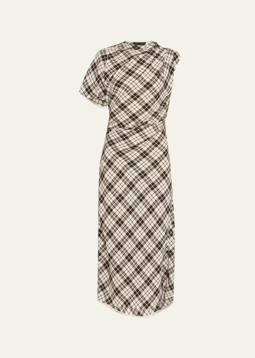 Proenza Schouler Hallie Crinkled Plaid Dress
