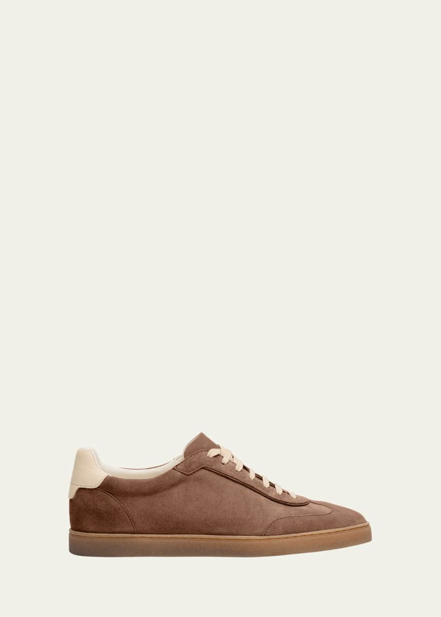 Brunello Cucinelli Men's Suede T-Toe Low-Top Sneakers