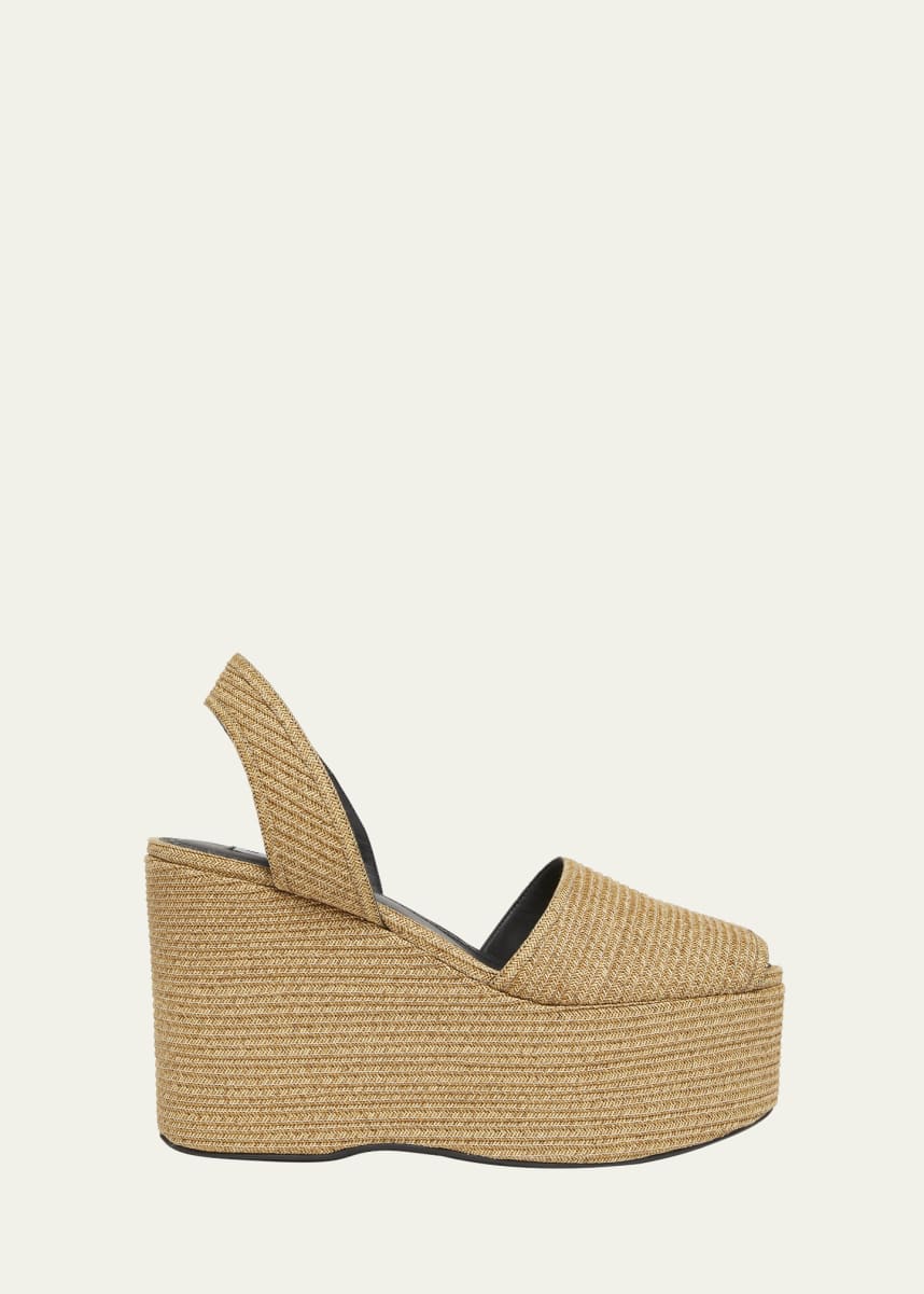 ALAIA Straw Wedge Slingback Sandals