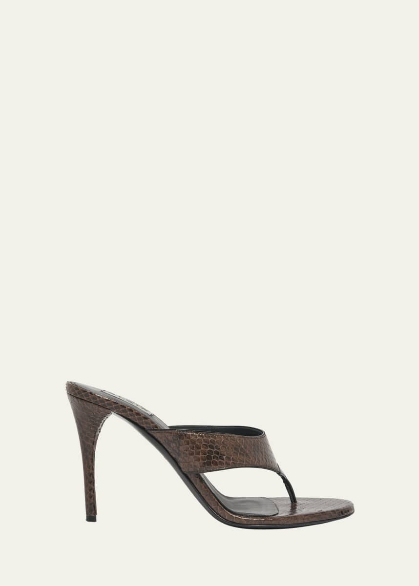 ALAIA Snakeskin Leather Thong Sandals