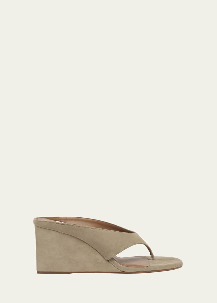 ALAIA Suede Wedge Thong Sandals