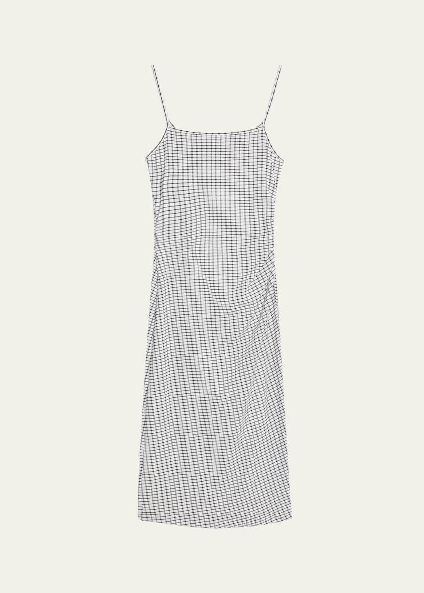 Vince Check Side-Ruched Tank Dress