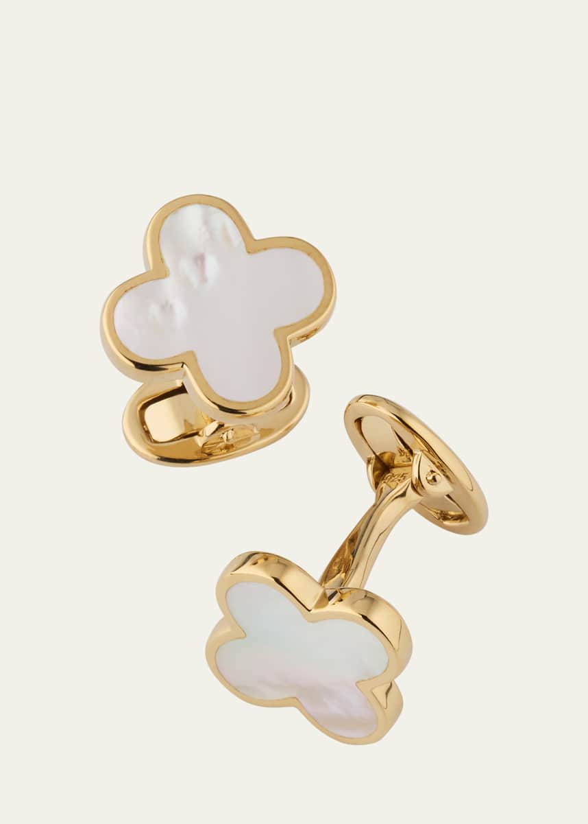 Jan Leslie Men's 18K Gold Vermeil Mother of Pearl Clover Cufflinks