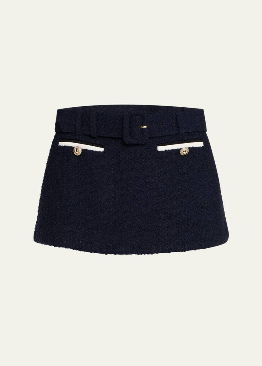 Self-Portrait Belted Boucle Skort