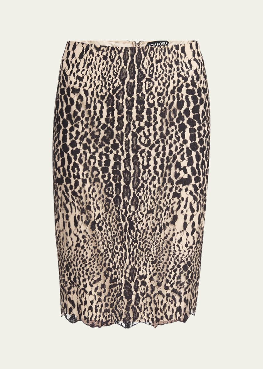 TOM FORD Leopard Lace Pencil Skirt