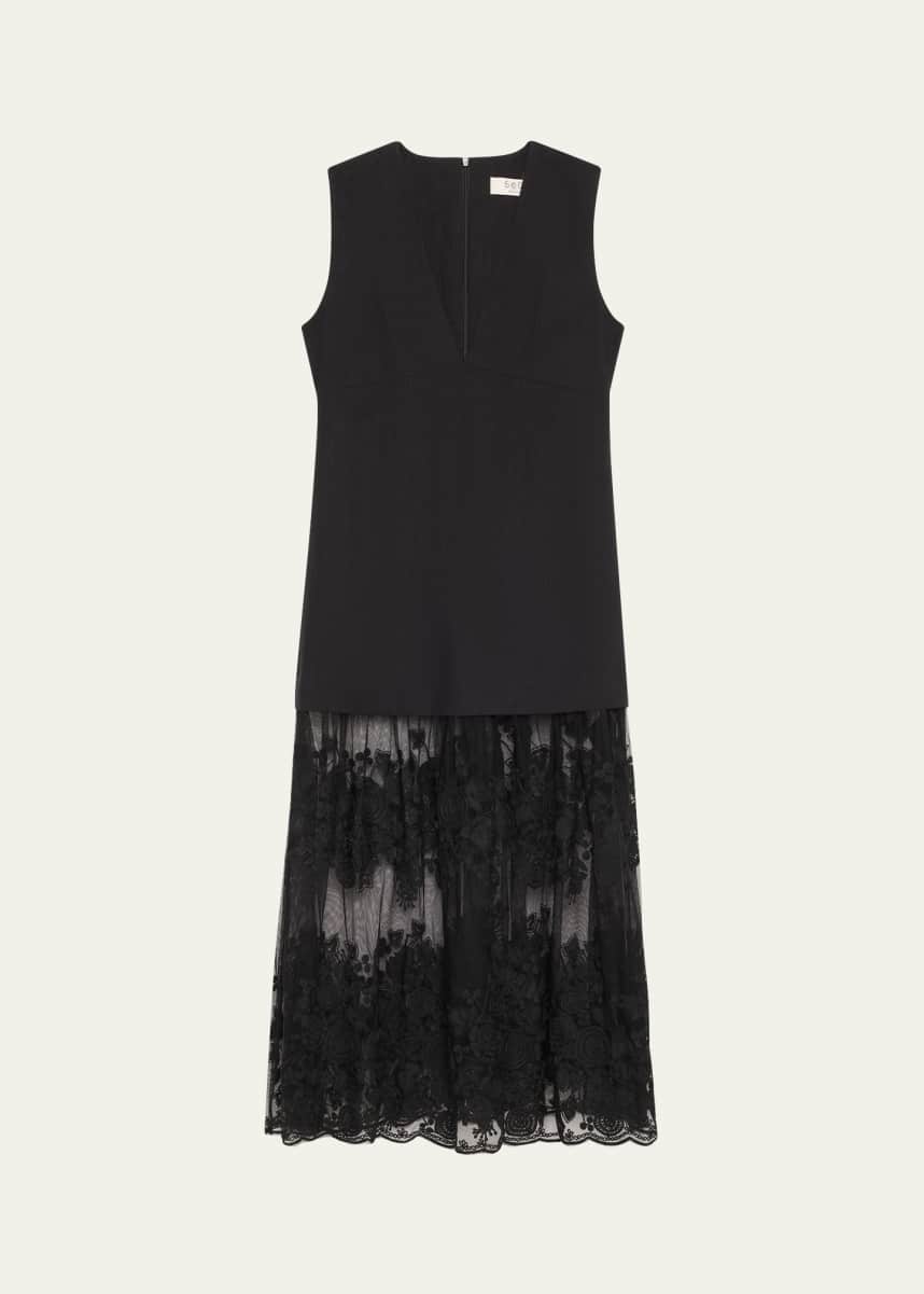 Sea Arielle Lace V-Neck Midi Dress