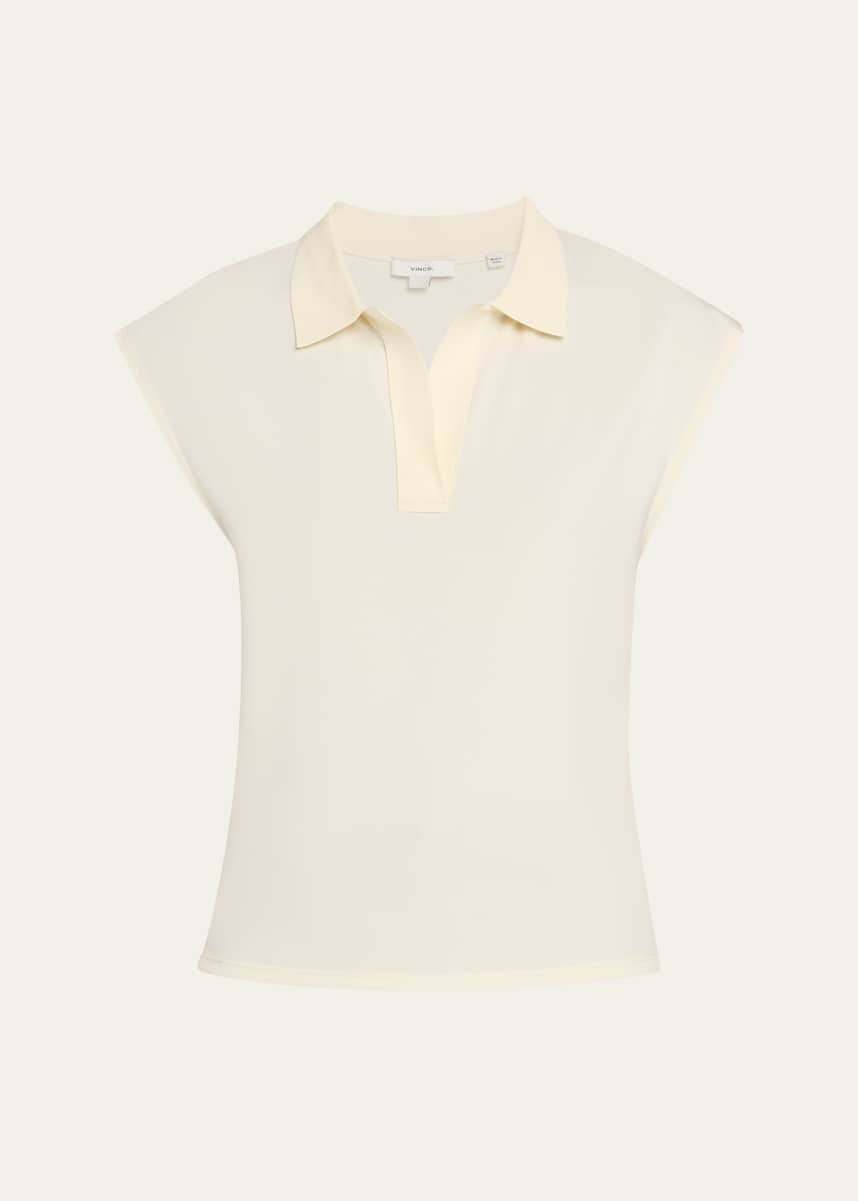 Vince Cap-Sleeve Polo Top