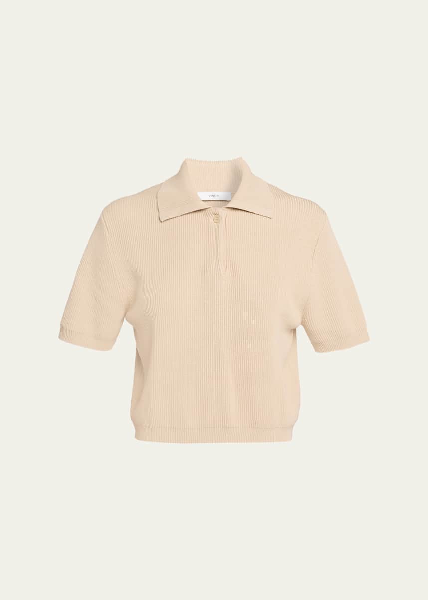 Vince Ribbed Polo Top