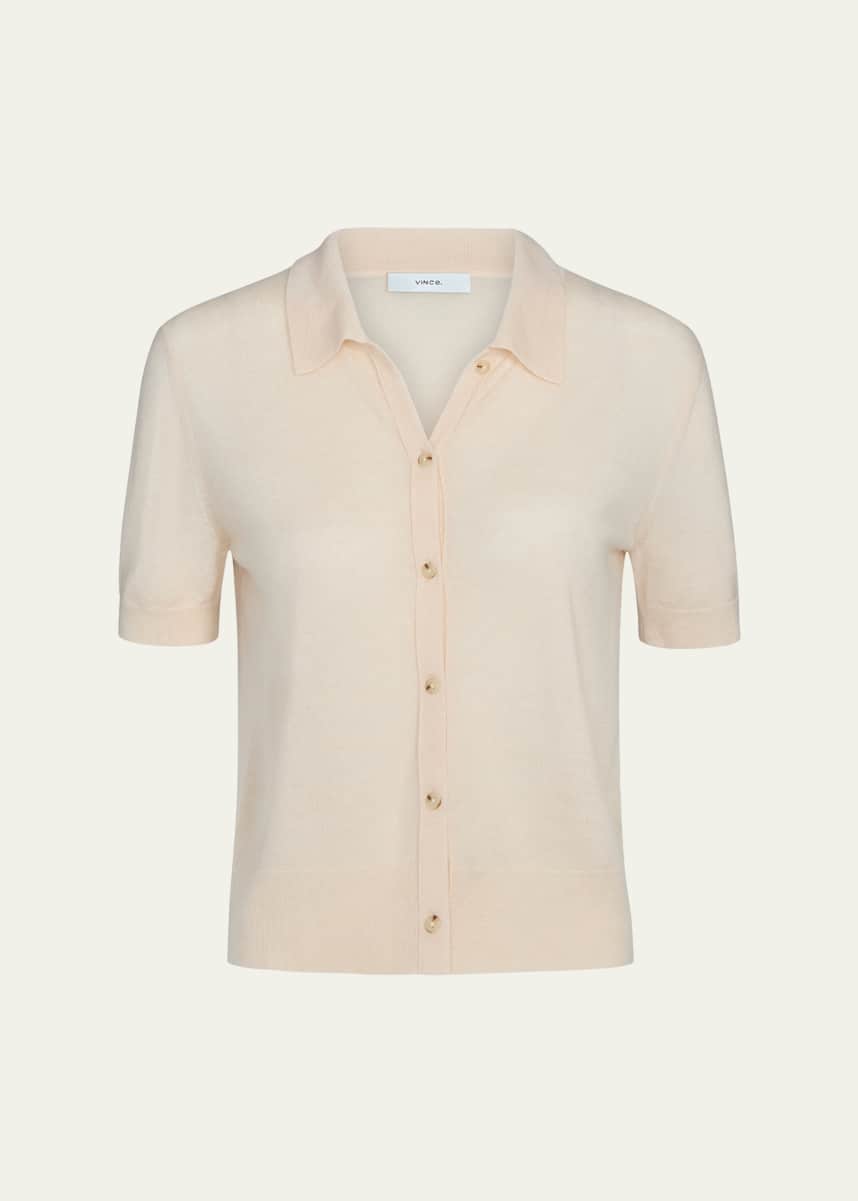 Vince Short-Sleeve Button-Front Sweater