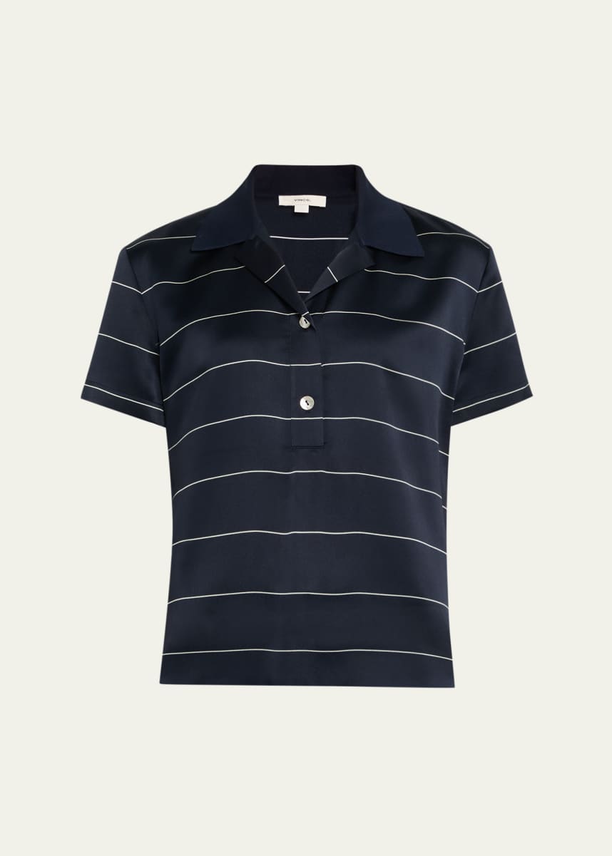 Vince Stripe Knit Collar Polo Shirt