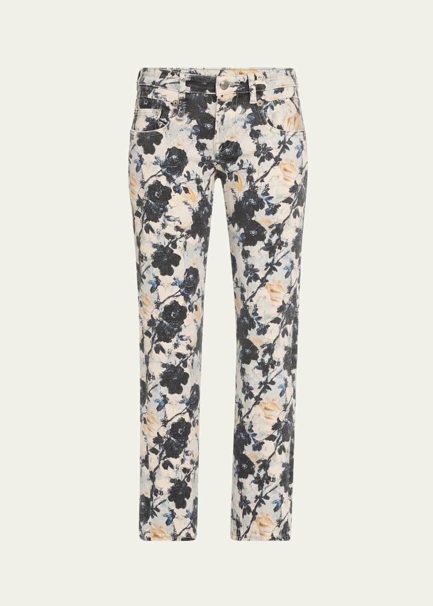 R13 Boy Straight Floral Jeans