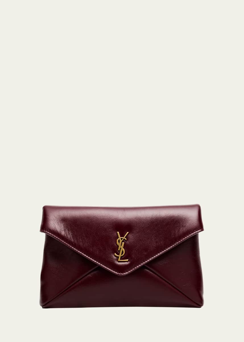Saint Laurent Small YSL Pouch Bag in Shiny Calfskin Leather