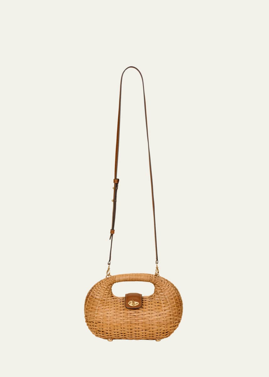 Cult Gaia Lydia Woven Rattan Crossbody Bag