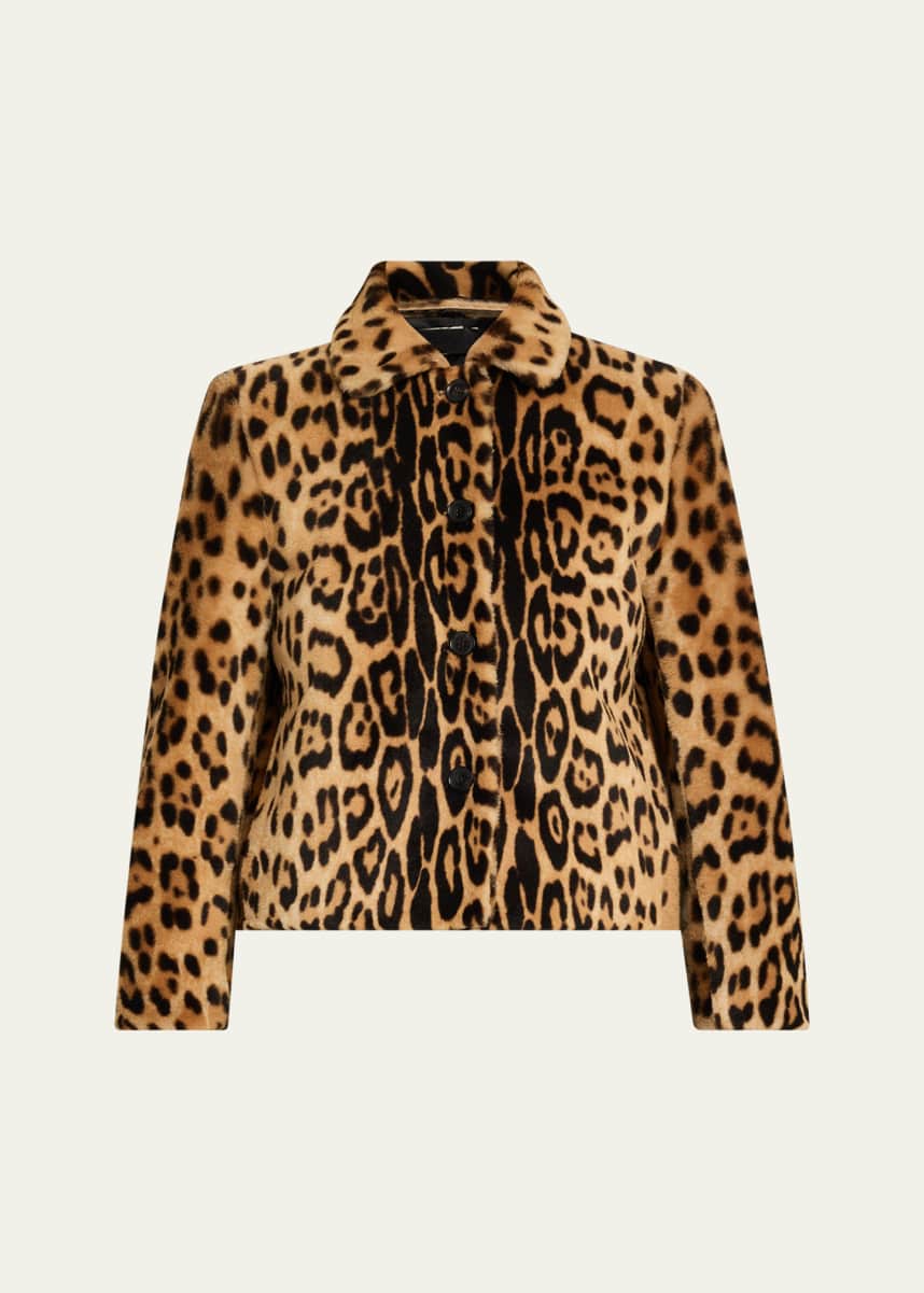 Nili Lotan Montmartre Leopard Shearling Cropped Jacket