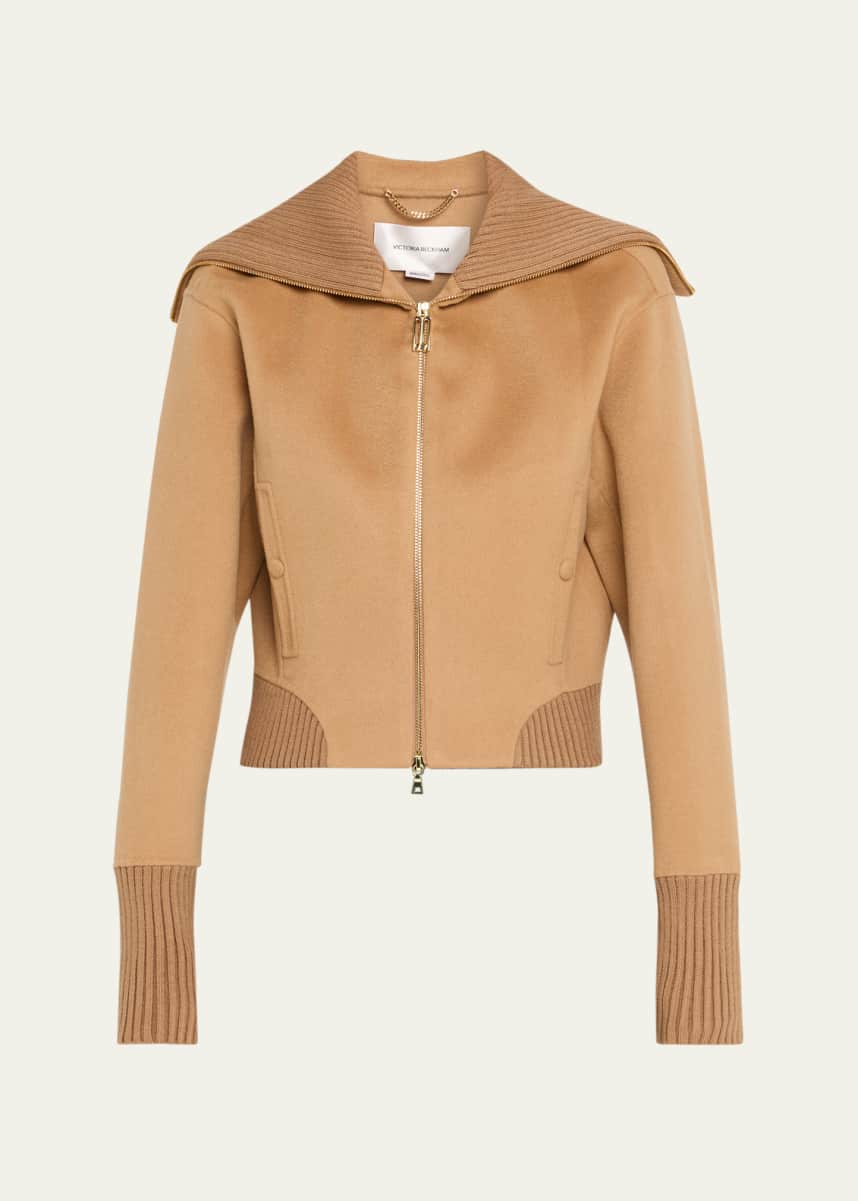 Victoria Beckham Double Faced Wool-Cashmere Bomber Jacket