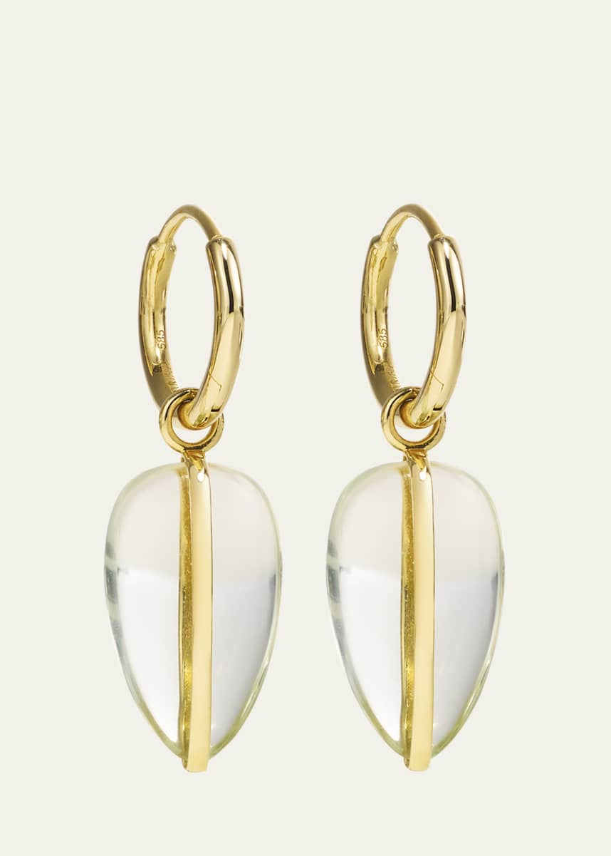 By Pariah 14K Yellow Gold Green Amethyst Pebble Earrings