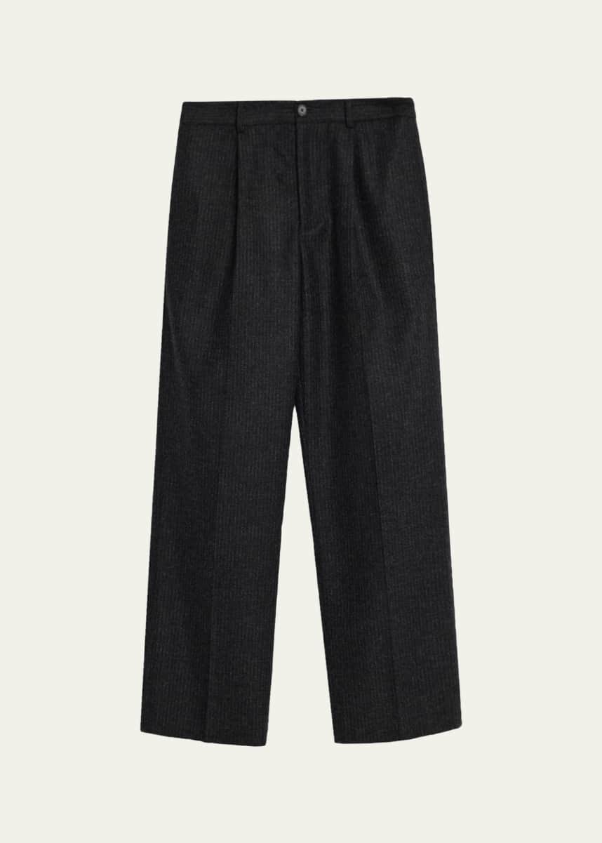 FRAME Men's Pinstripe Wide Leg Trousers
