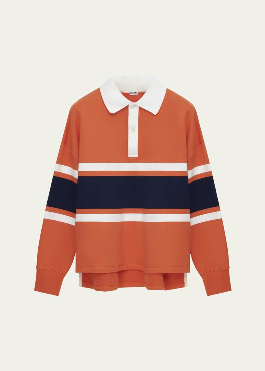 Loewe Men's Multi-Stripe Long-Sleeve Rugby Shirt