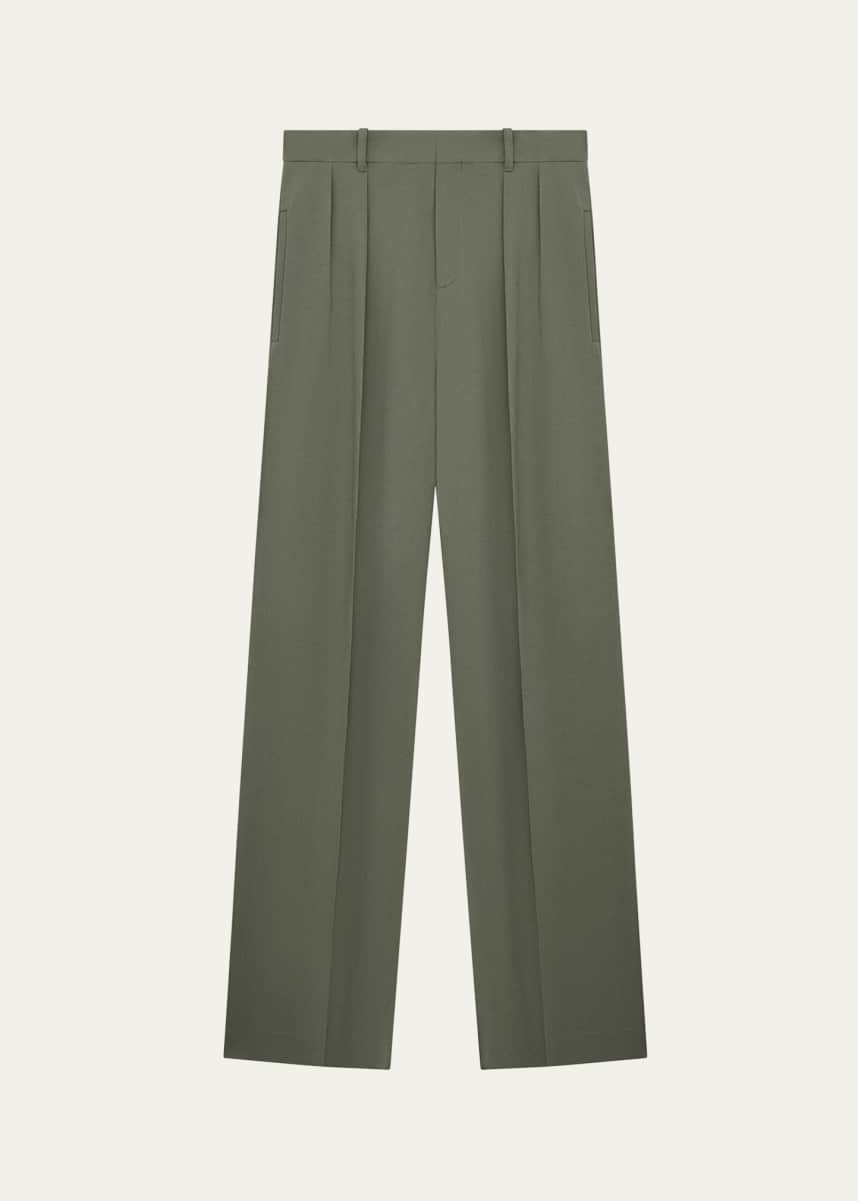 Loewe Men's Sage Viscose Blend Cady Pleated Trousers