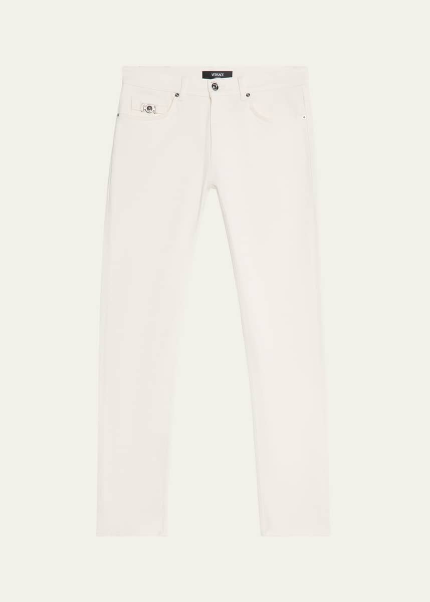 Versace Men's White Denim Straight-Leg Jeans