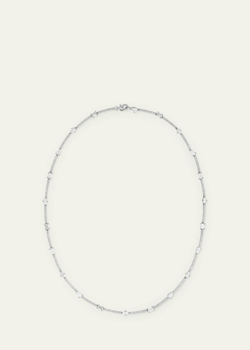 Lana 14K White Gold Fancies Curve Link Necklace with Diamonds, 16"L