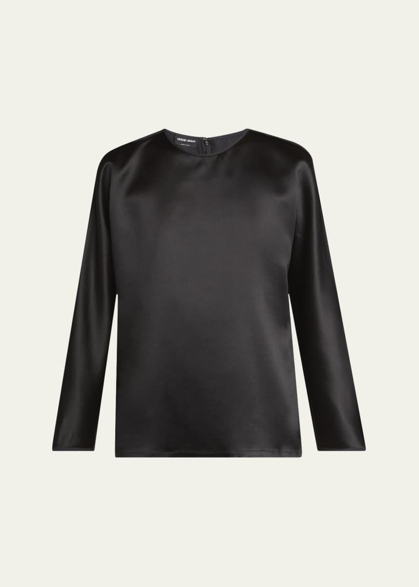 Giorgio Armani Silk Blouse with Tonal Piping