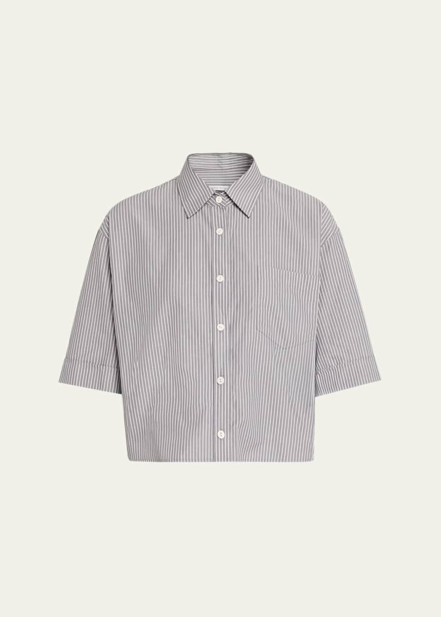 MARIA MCMANUS Railroad Stripe Cropped Oversized Shirt