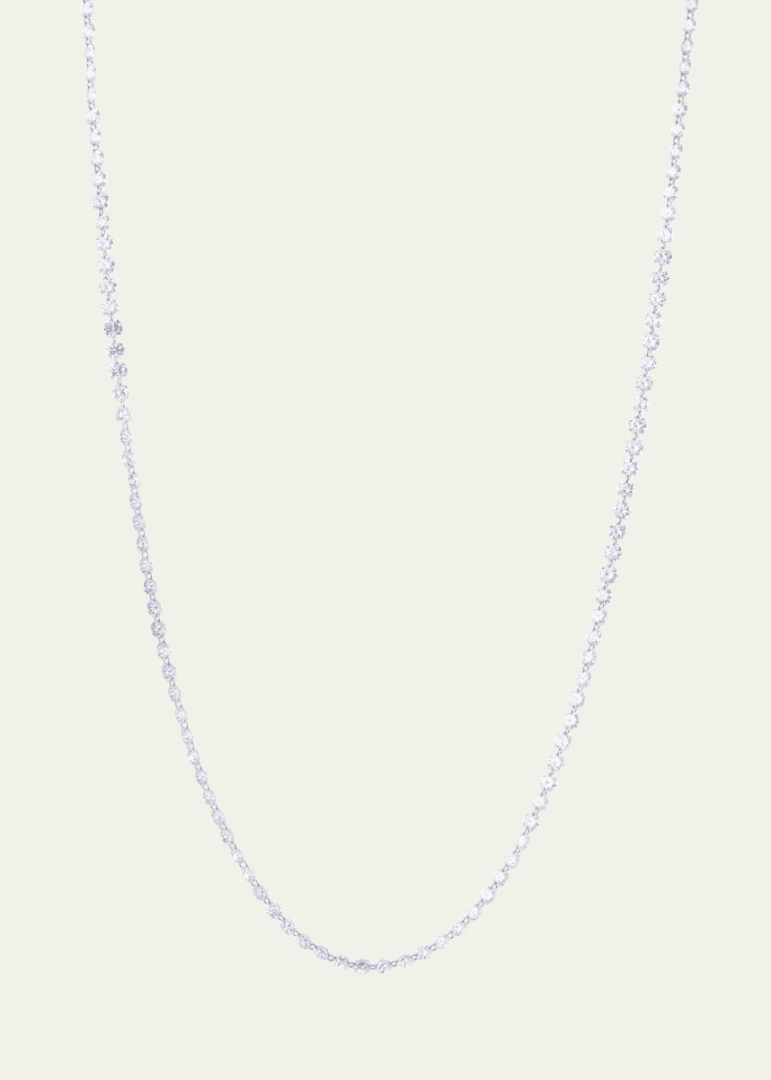 Sidney Garber 18K White Gold Diamond Pierced Stone Necklace, 15.5"L