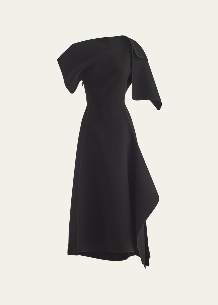 Maticevski Synergy Pieced Short-Sleeve A-Line Gown