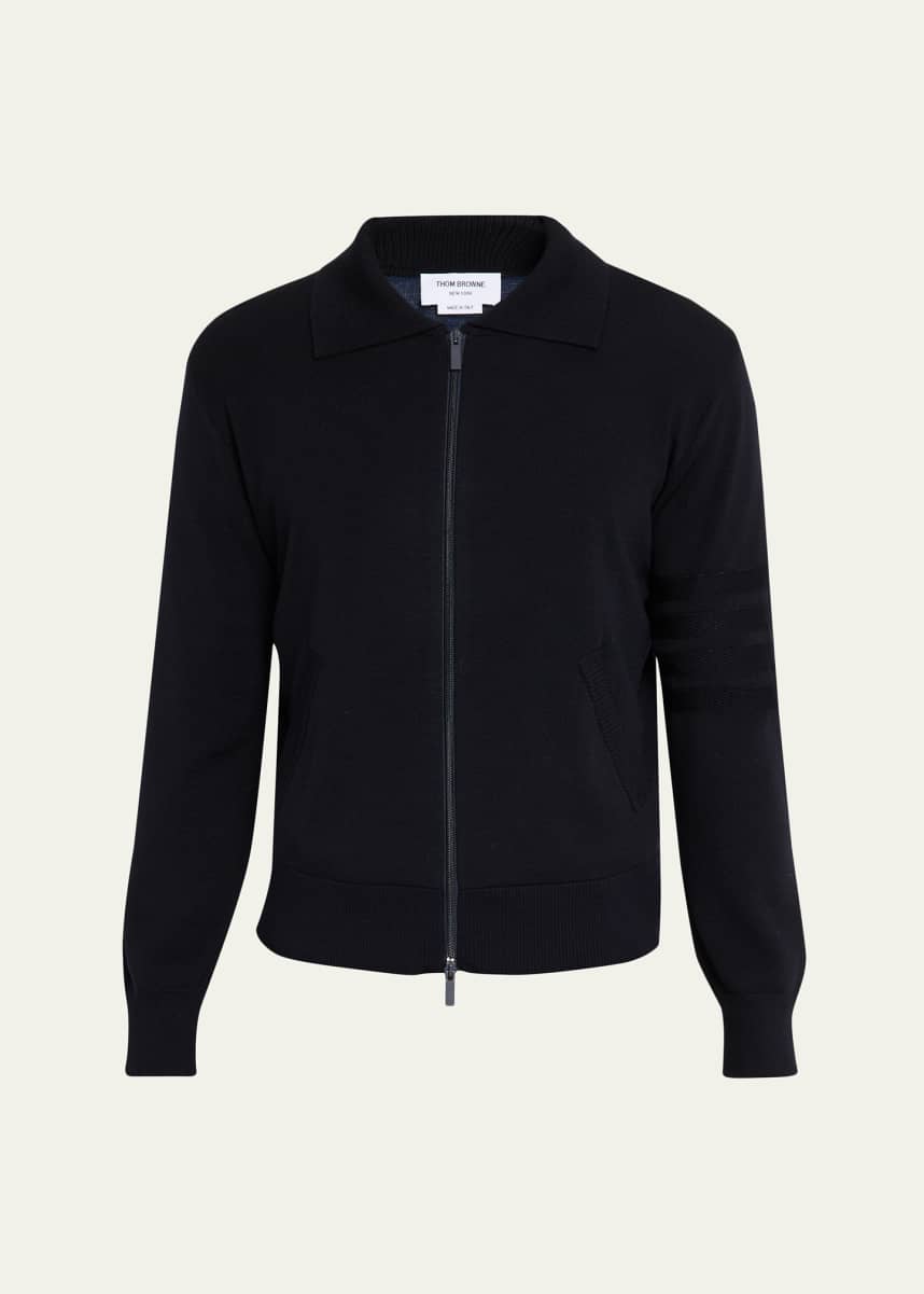 Thom Browne Men's Double-Face Knit Full-Zip Sweater