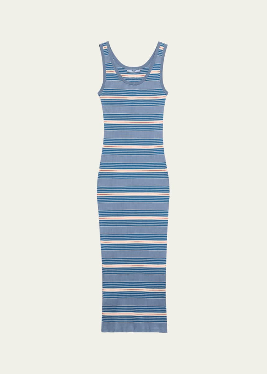 Prada Striped Cotton Rib Midi Tank Dress