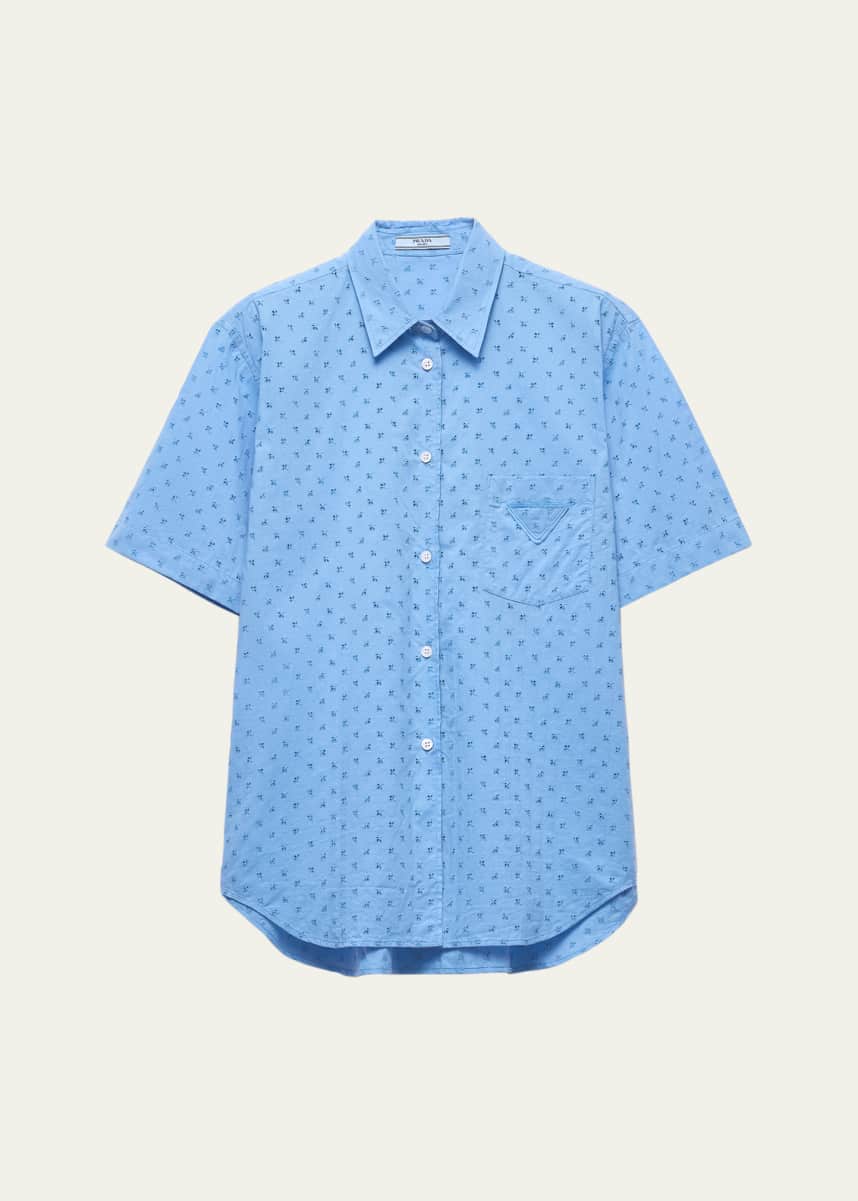 Prada Floral Eyelet Button Down Shirt
