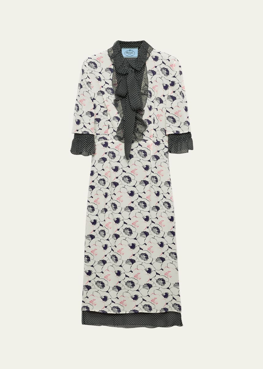 Prada Printed Georgette Ruffled dress