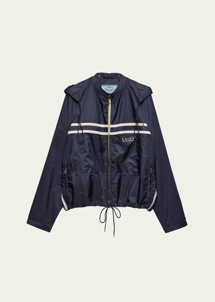 Prada Re-Nylon Stripe Hooded Jacket