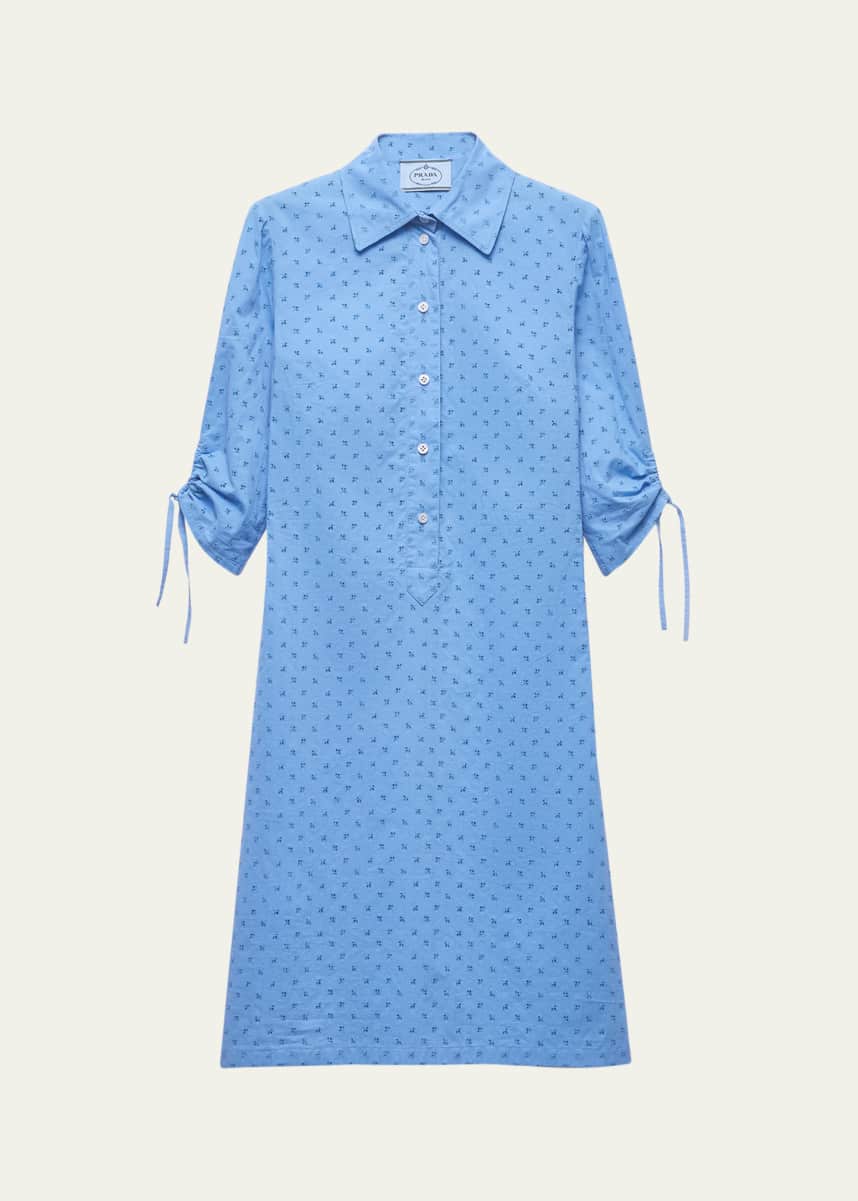 Prada Sangallo Floral 3/4-Sleeve Day Shirtdress