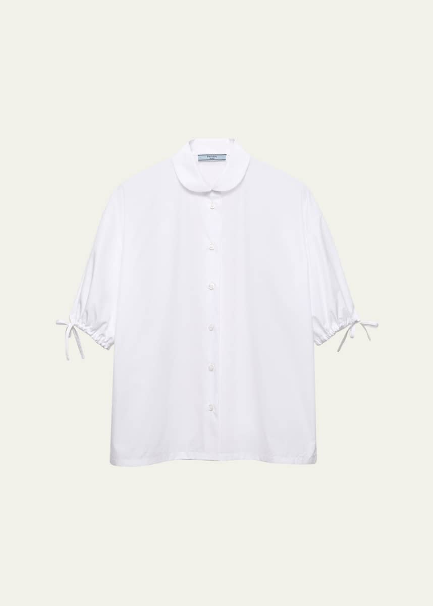 Prada Drawstring Cuff Poplin Shirt
