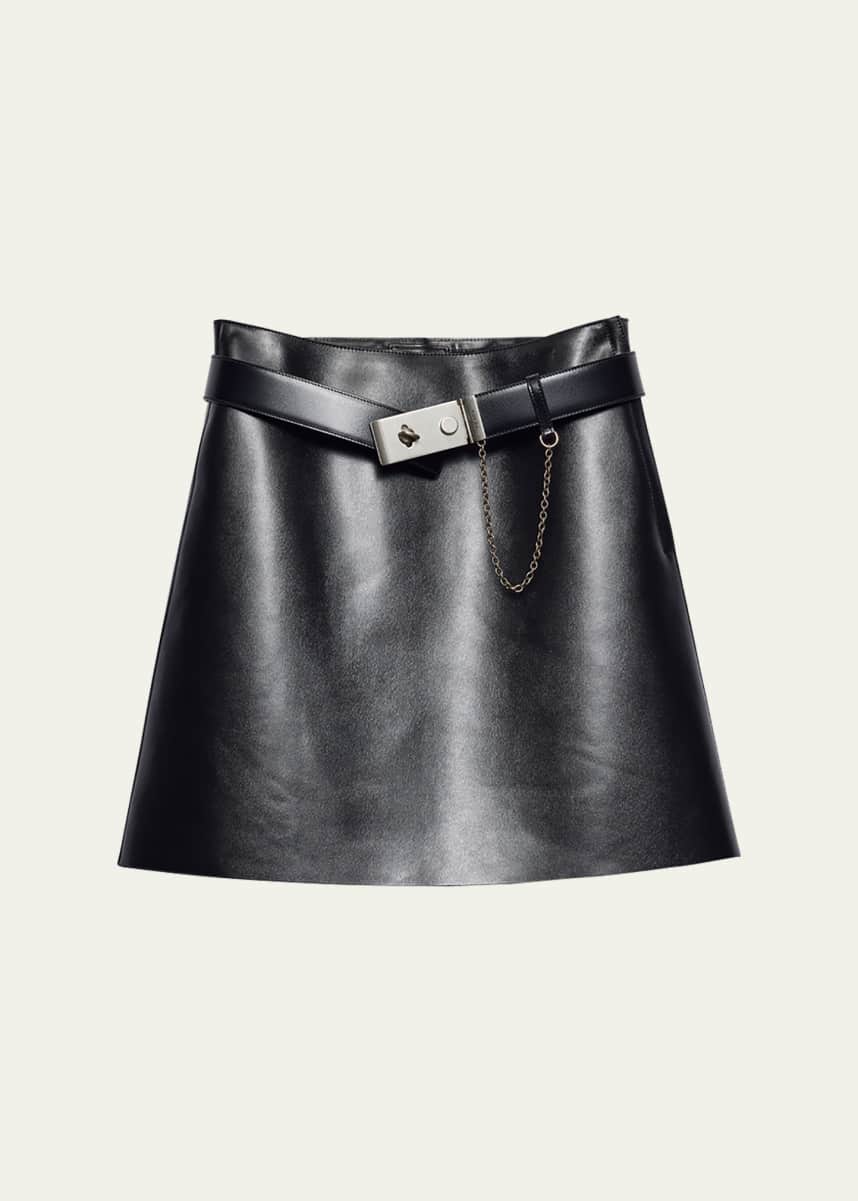 Prada Leather Belted Mini Skirt