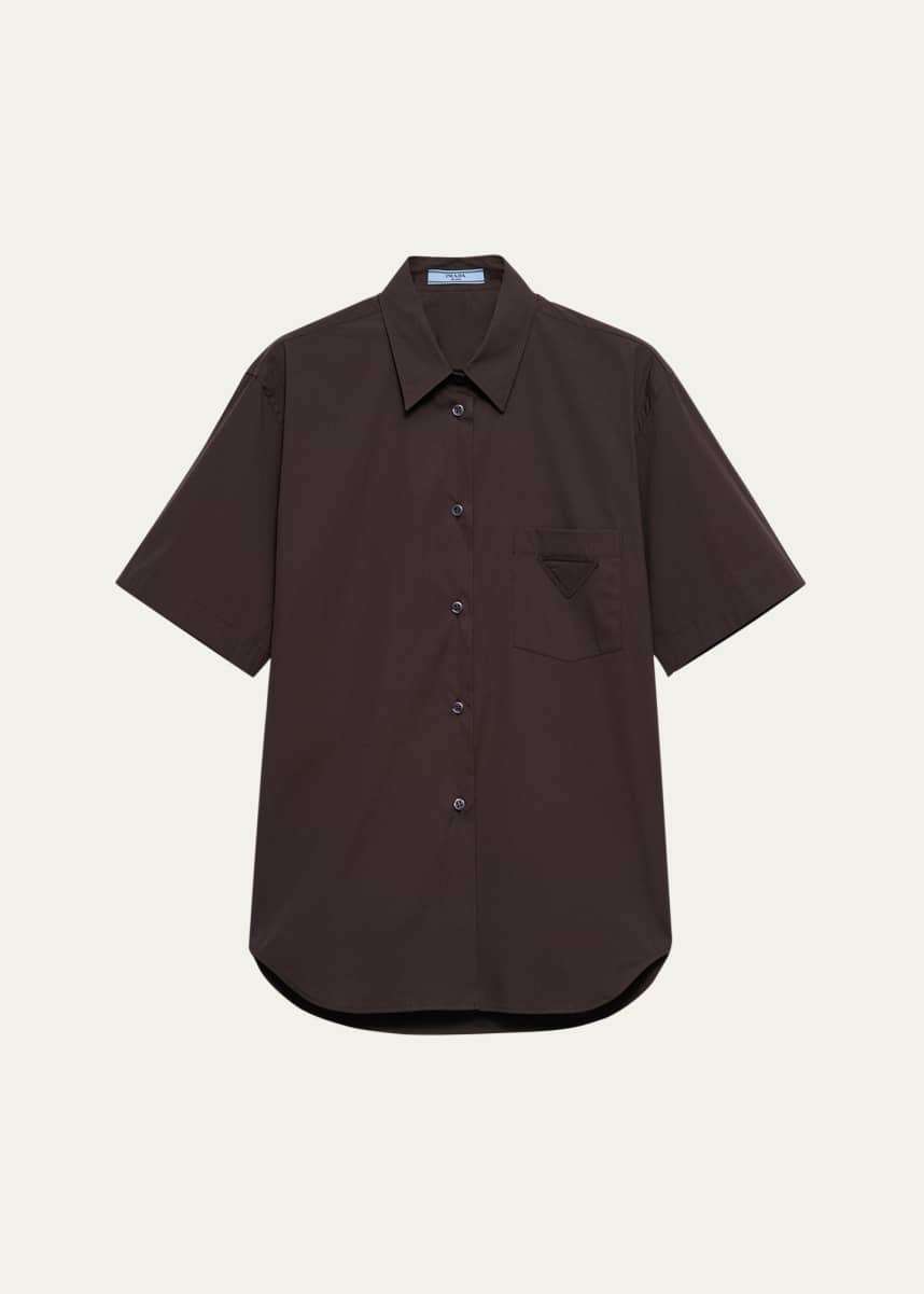 Prada Short-Sleeve Stretch Poplin Shirt