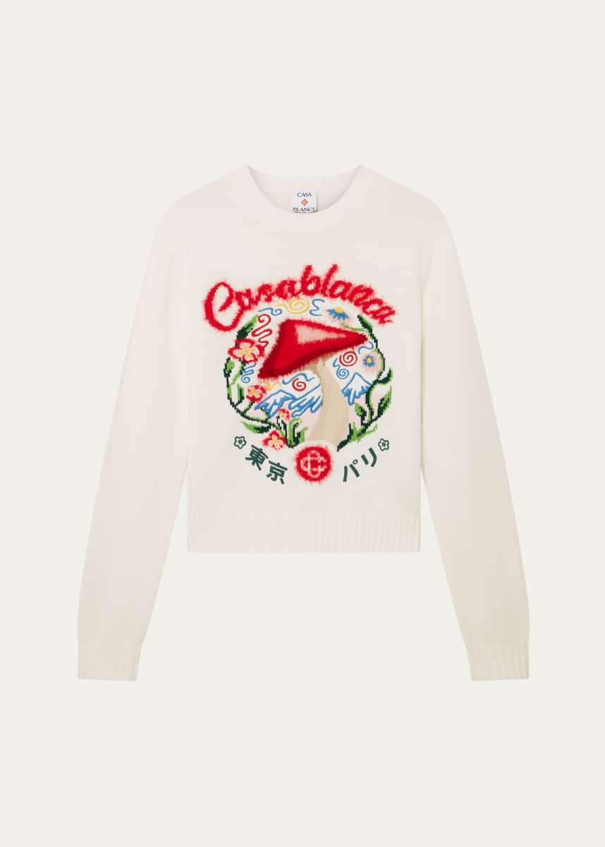 CASABLANCA Mushroom Emblem Knit Crewneck Sweater