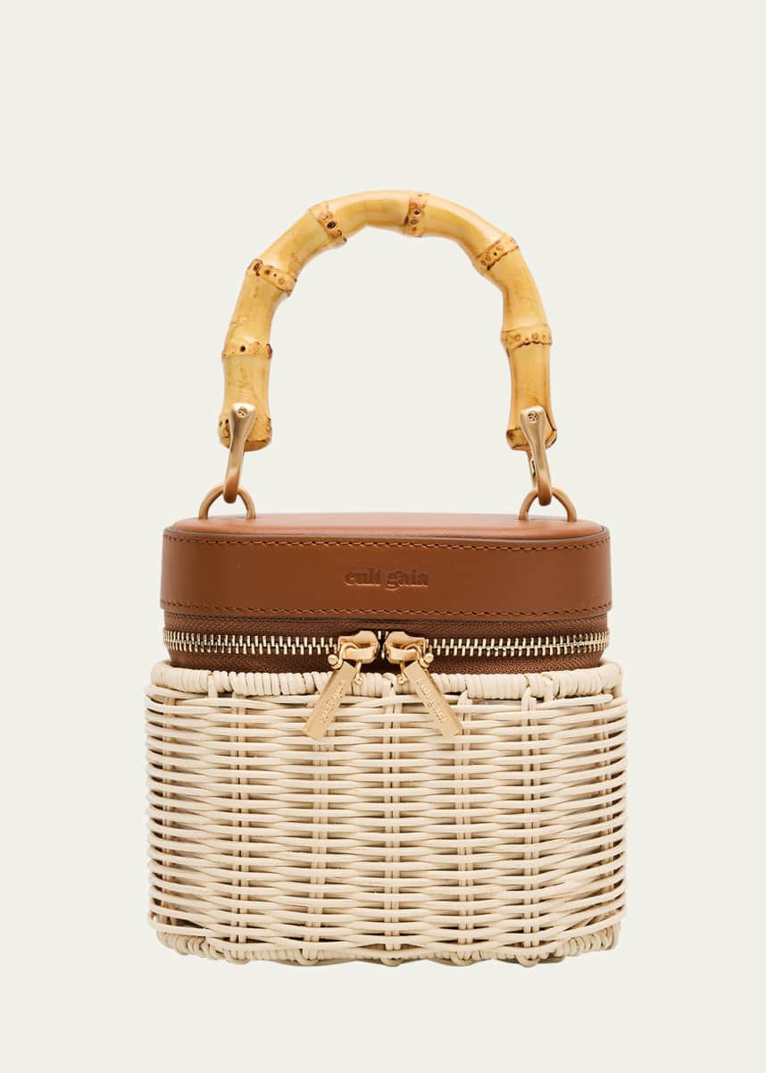 Cult Gaia Gwyneth Raffia & Leather Crossbody Bag