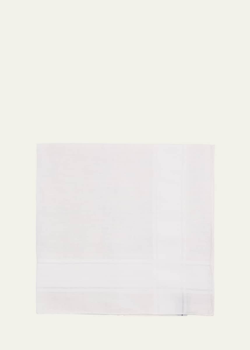 Simonnot Godard Men's Cotton and Linen Tonal Stripe Handkerchief