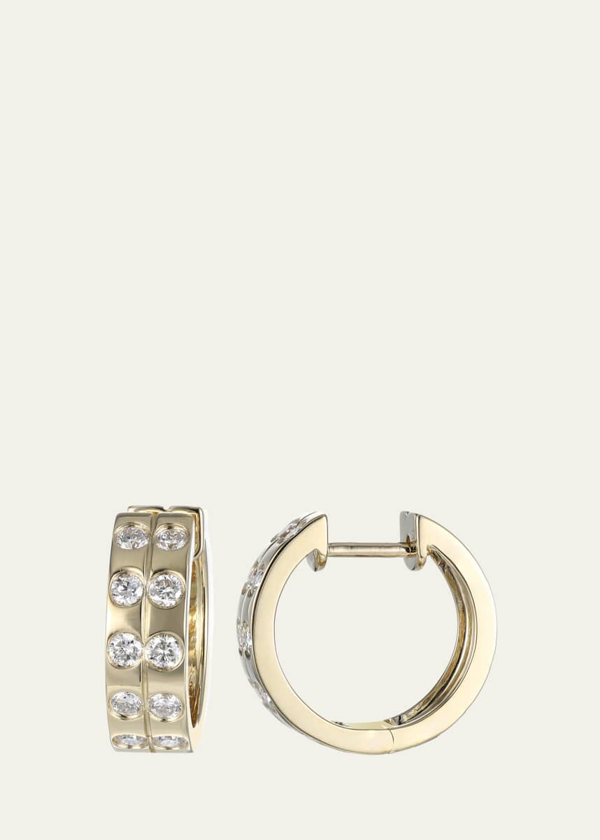 TYPE JEWELRY LEGGO Small 14K Gold Diamond Hoop Earrings