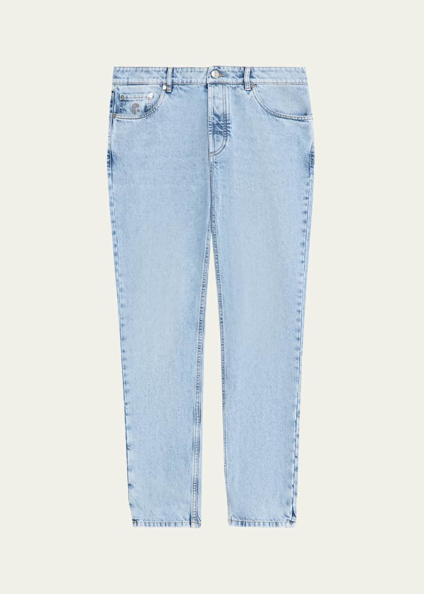 Brunello Cucinelli Men's Slim Light-Wash Denim Jeans