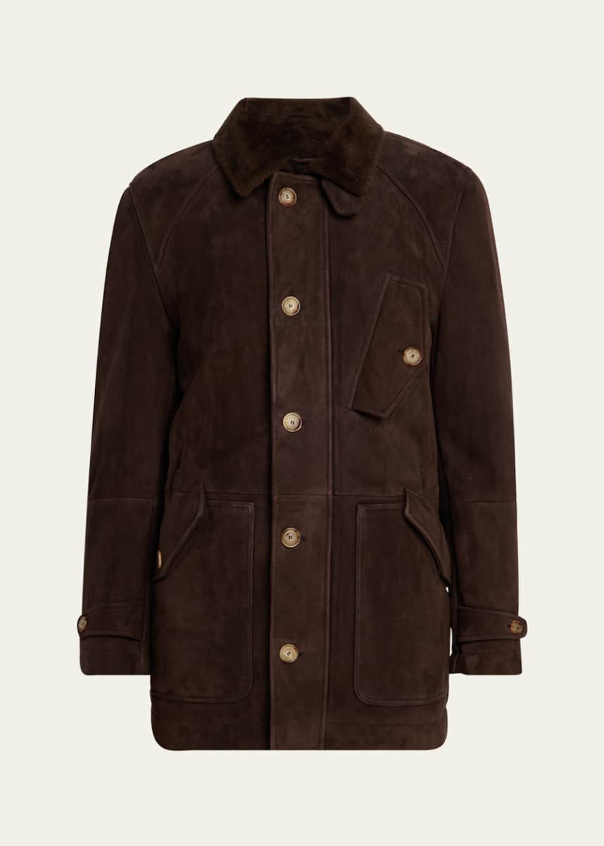 Brunello Cucinelli Men's Shearling Lined Button-Front Parka